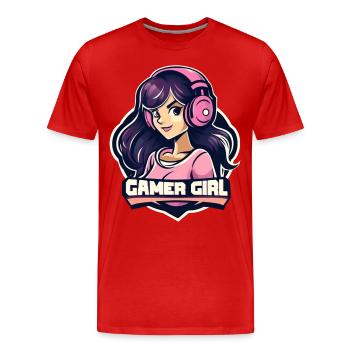 Gamer Girl - Männer Premium Bio T-Shirt - Rot - Vorne - Damien (186cm)