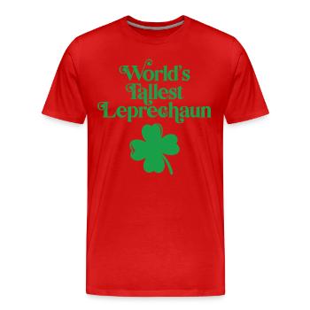 Worlds Tallest Leprechaun - Men's Premium Organic T-Shirt - red - Front - Damien (186cm)