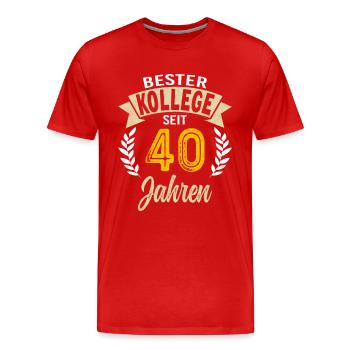 40 Years of Service Company Anniversary Gift - Men's Premium Organic T-Shirt - red - Front - Damien (186cm)