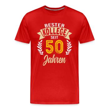 50th Anniversary Company Anniversary Gift - Men's Premium Organic T-Shirt - red - Front - Damien (186cm)