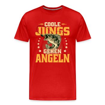 Coole Jungs gehen Angeln Sportfischer Angler - Männer Premium Bio T-Shirt - Rot - Vorne - Damien (186cm)