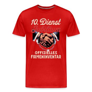 10 Year Anniversary Company Anniversary Gift - Men's Premium Organic T-Shirt - red - Front - Damien (186cm)