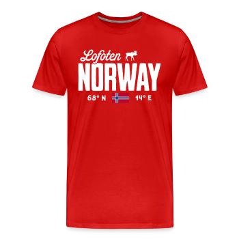 Norwegen Souvenir Skandinavien Norway Lofoten - Männer Premium Bio T-Shirt - Rot - Vorne - Damien (186cm)