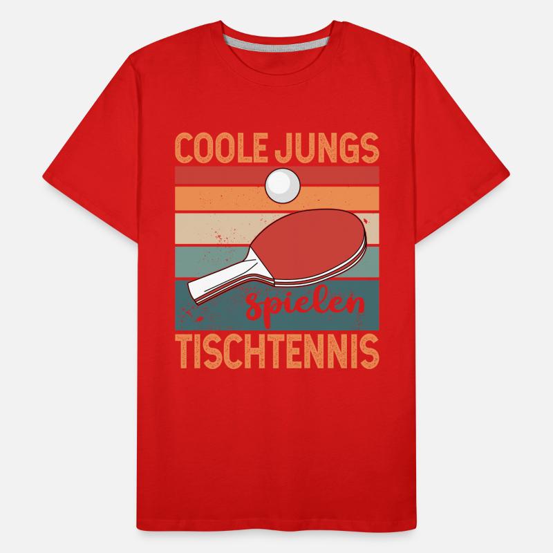 Mecs cool jouant au ping-pong de table rétro T-shirt bio Premium Homme