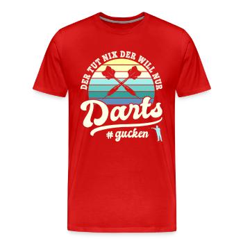 He just wants to watch darts Darts player Darts sport - Men's Premium Organic T-Shirt - red - Front - Damien (186cm)