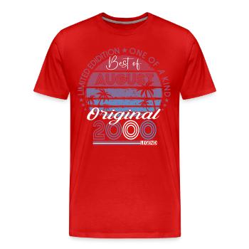 Original August 2000 22nd Birthday Gift Fun - Men's Premium Organic T-Shirt - red - Front - Damien (186cm)
