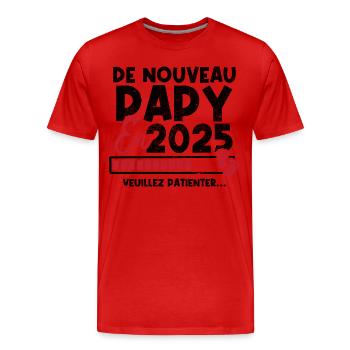 De nouveau papy en 2025 - T-shirt bio Premium Homme - rouge - Devant - Damien (186cm)