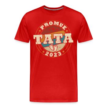 Promue tata 2023 - T-shirt bio Premium Homme - rouge - Devant - Damien (186cm)