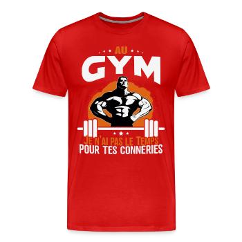 Muscu / Bodybuilding T-shirt - At the Gym - Men's Premium Organic T-Shirt - red - Front - Damien (186cm)