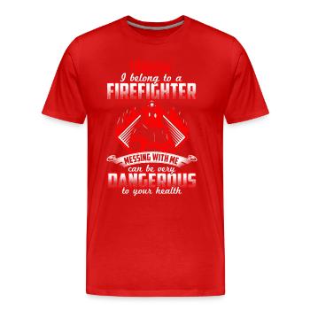 Femme, pompier, pompier, pompier, femme - T-shirt bio Premium Homme - rouge - Devant - Damien (186cm)
