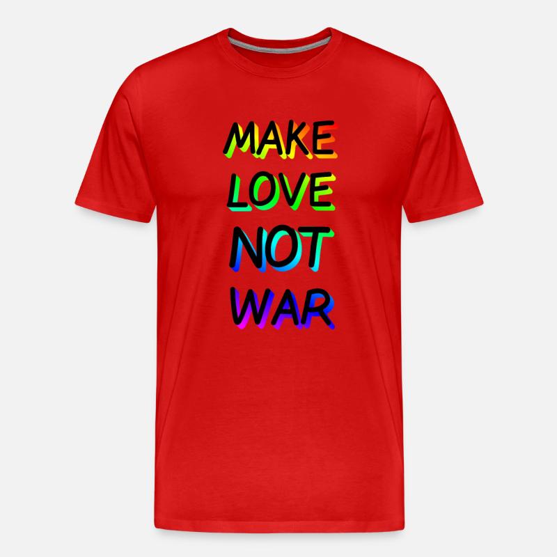 Make Love not War Regenbogen - Männer Premium Bio T-Shirt - Rot