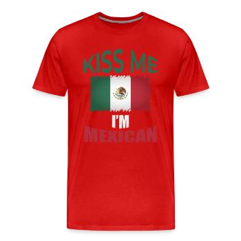 Embrasse-moi je suis mexicain I drapeau mexicain - T-shirt bio Premium Homme - rouge - Devant - Damien (186cm)