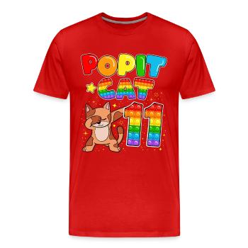 Pop it Cat Alles Gute Zum 11. Geburtstag Der Katze - Männer Premium Bio T-Shirt - Rot - Vorne - Damien (186cm)