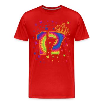 Tie-dye 17th birthday party 17 years old - Men's Premium Organic T-Shirt - red - Front - Damien (186cm)