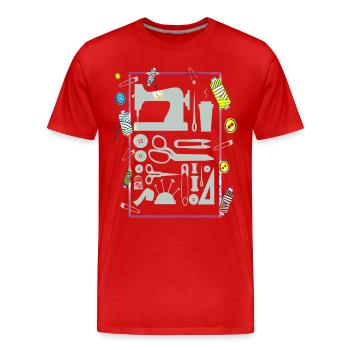 Les tailleurs aiment coudre avec la machine à coudre - T-shirt bio Premium Homme - rouge - Devant - Damien (186cm)