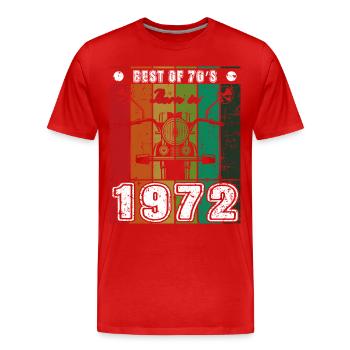 Le meilleur de la moto classique née des années 70 en 1972 - T-shirt bio Premium Homme - rouge - Devant - Damien (186cm)