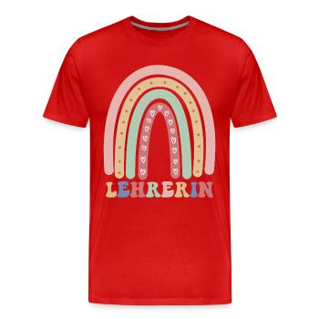 Klassenlehrerin Vintage Regenbogen Lehrerin - Männer Premium Bio T-Shirt - Rot - Vorne - Damien (186cm)