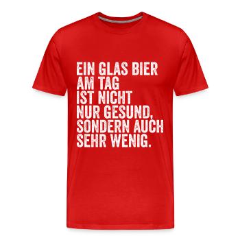 Ein Glas Bier am Tag ist wenig aber Gesund, Bier - Männer Premium Bio T-Shirt - Rot - Vorne - Damien (186cm)