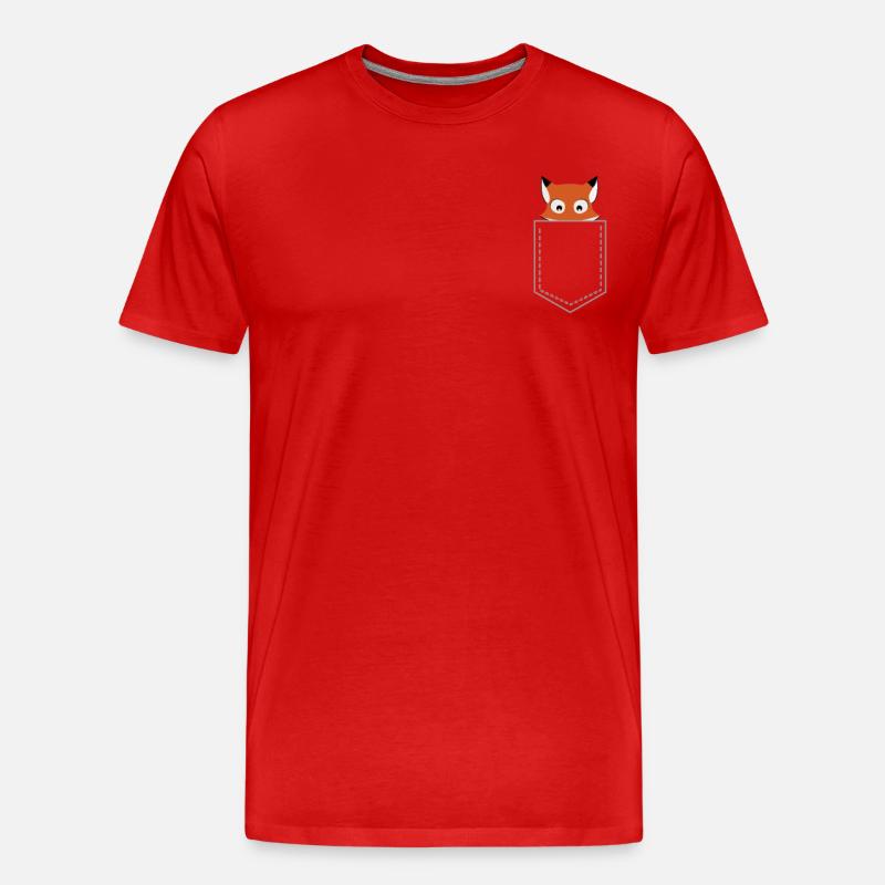 Fuchs Pocket - Männer Premium Bio T-Shirt - Rot