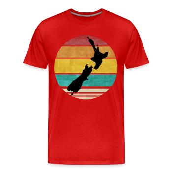 Retro Neuseeland Karte Design Vintage New Zealand - Männer Premium Bio T-Shirt - Rot - Vorne - Damien (186cm)