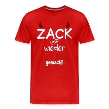Zack und wieder unbeliebt gemacht - Männer Premium Bio T-Shirt - Rot - Vorne - Damien (186cm)