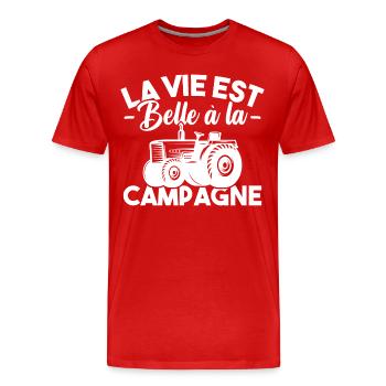 La vie est belle à la campagne - T-shirt bio Premium Homme - rouge - Devant - Damien (186cm)