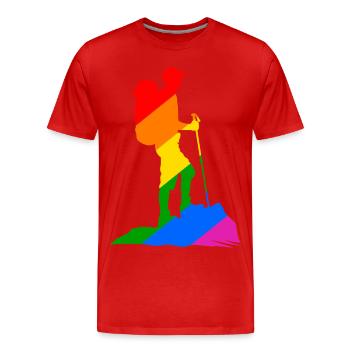 Bunter Wanderer - Wandern - Männer Premium Bio T-Shirt - Rot - Vorne - Damien (186cm)