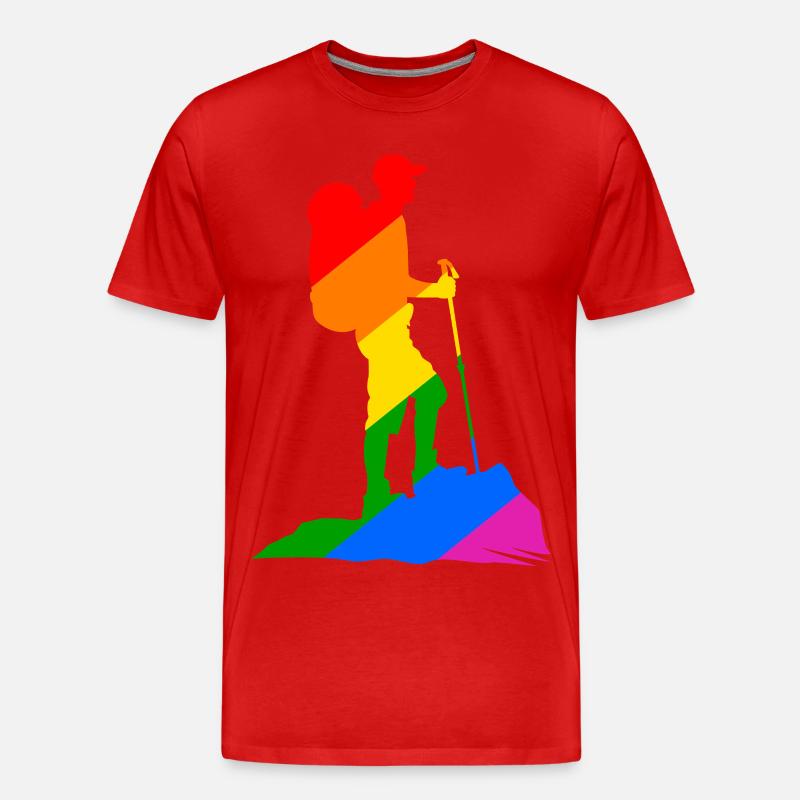 Bunter Wanderer - Wandern - Männer Premium Bio T-Shirt - Rot