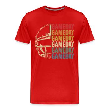 Retro Football Gameday American Football - Men's Premium Organic T-Shirt - red - Front - Damien (186cm)