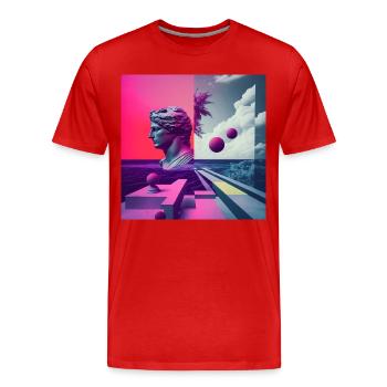 Ein Vaporwave Fusion von Moderne und der Antike - Männer Premium Bio T-Shirt - Rot - Vorne - Damien (186cm)