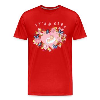 C’est une fille fille Naissance Fille Baby Shower Baby Shower - T-shirt bio Premium Homme - rouge - Devant - Damien (186cm)