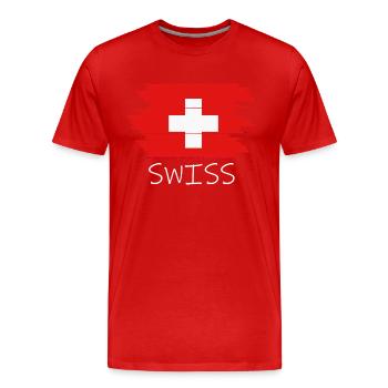 Swiss Switzerland Schweiz - Männer Premium Bio T-Shirt - Rot - Vorne - Damien (186cm)