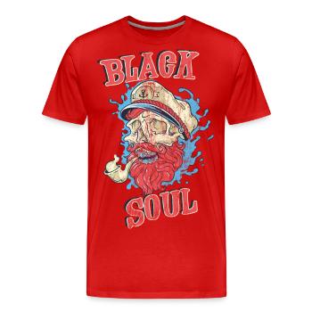 BLACK SOUL - Captain Skull cadeau Bart - T-shirt bio Premium Homme - rouge - Devant - Damien (186cm)
