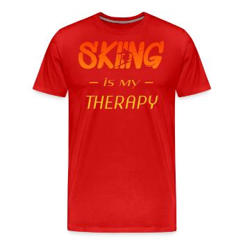 Ski, Winter, Skifahren, Schnee, Sport - Männer Premium Bio T-Shirt - Rot - Vorne - Damien (186cm)