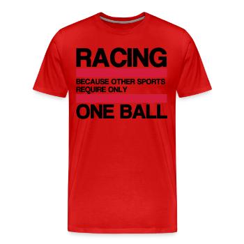 RACING BECAUSE - Männer Premium Bio T-Shirt - Rot - Vorne - Damien (186cm)
