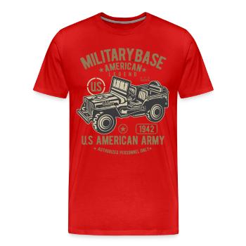 Armée américaine Jeep Legend militaire SUV - T-shirt bio Premium Homme - rouge - Devant - Damien (186cm)