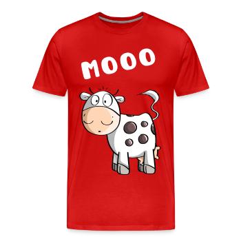 Kleine Mooo Kuh - Kühe - Comic - Männer Premium Bio T-Shirt - Rot - Vorne - Damien (186cm)