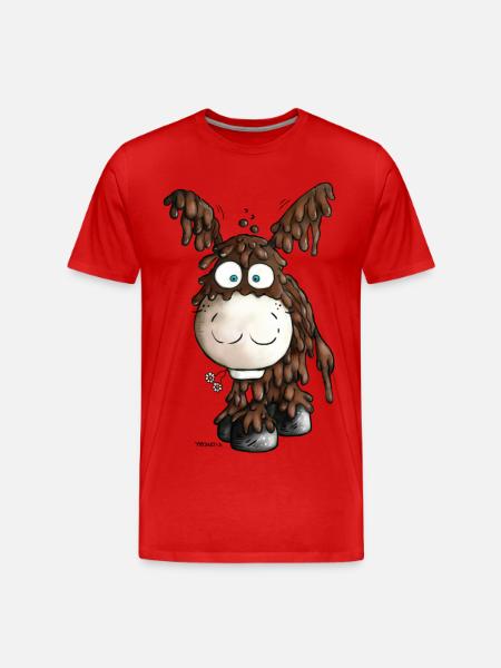 Drolliger Poitou Esel - Eselchen - Männer Premium Bio T-Shirt - Rot