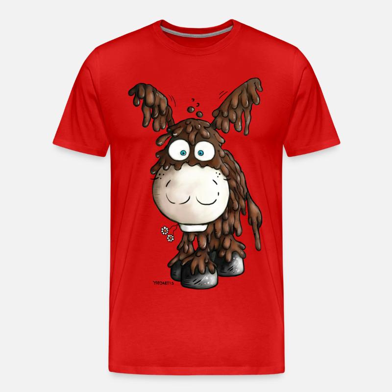 Drolliger Poitou Esel - Eselchen - Männer Premium Bio T-Shirt - Rot