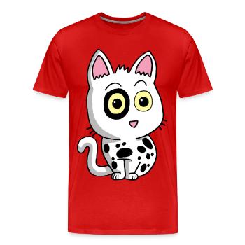 Chaton noir et blanc - T-shirt bio Premium Homme - rouge - Devant - Damien (186cm)