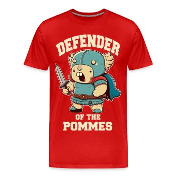 Guerrier défenseur avec épée - T-shirt bio Premium Homme - rouge - Devant - Damien (186cm)