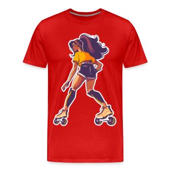 Patineur à roulettes - T-shirt bio Premium Homme - rouge - Devant - Damien (186cm)