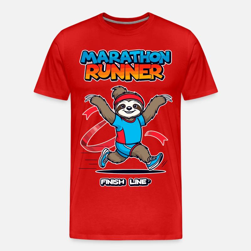 Faultier Marathonläufer - Männer Premium Bio T-Shirt - Rot