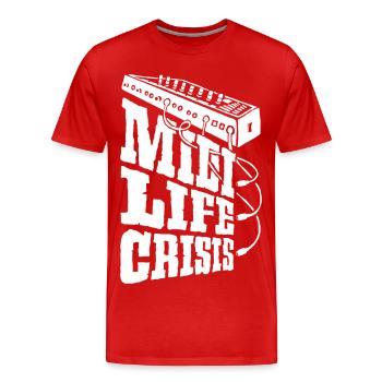midi-life-crisis-w - Männer Premium Bio T-Shirt - Rot - Vorne - Damien (186cm)