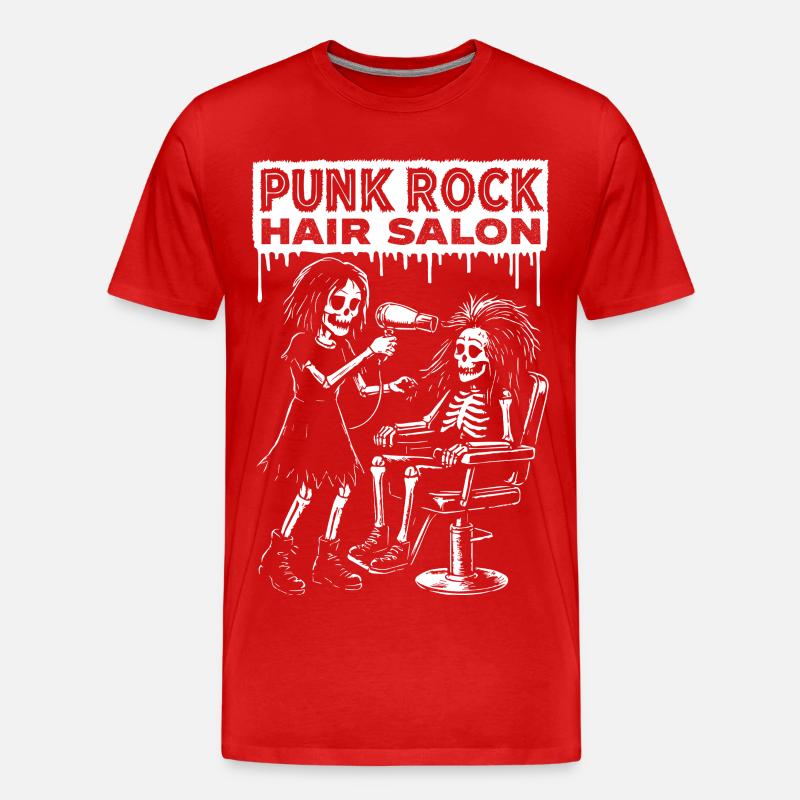 Punk Rock Skelette Haarstyling - Männer Premium Bio T-Shirt - Rot