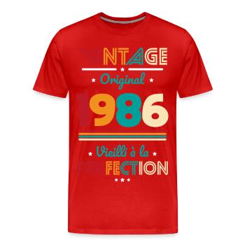 1986 – Vintage – Aged to perfection - Men's Premium Organic T-Shirt - red - Front - Damien (186cm)