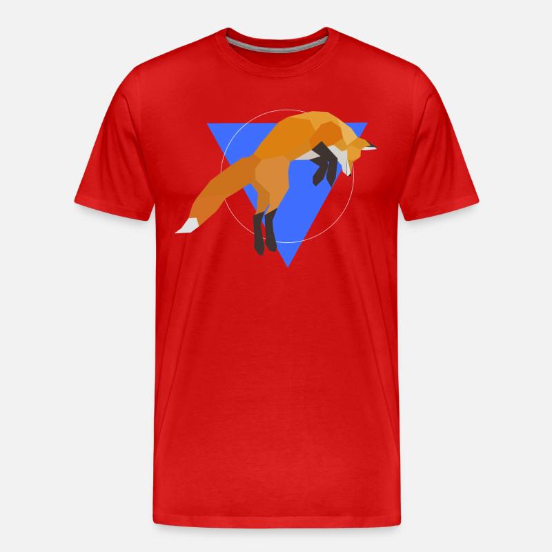 Geometric Fox Jumping - Männer Premium Bio T-Shirt - Rot