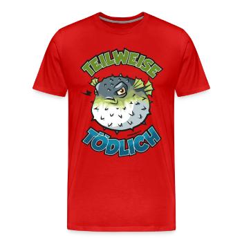 Puffer Fish Partiellement mortel Bande dessinée - T-shirt bio Premium Homme - rouge - Devant - Damien (186cm)