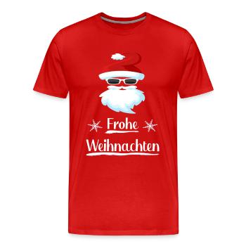 Weihnachtsmann Nikolaus mit Sonnenbrille - Männer Premium Bio T-Shirt - Rot - Vorne - Damien (186cm)
