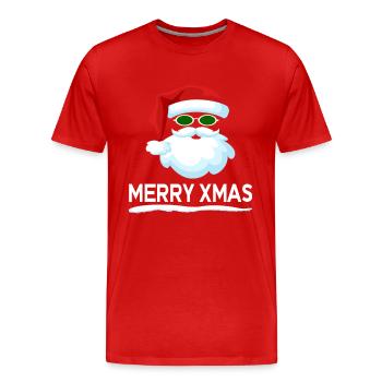 MERRY XMAS Santa Claus with mustache - Men's Premium Organic T-Shirt - red - Front - Damien (186cm)